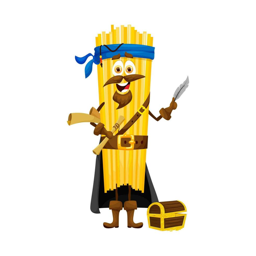 tekenfilm longuïn Italiaans pasta piraat karakter vector
