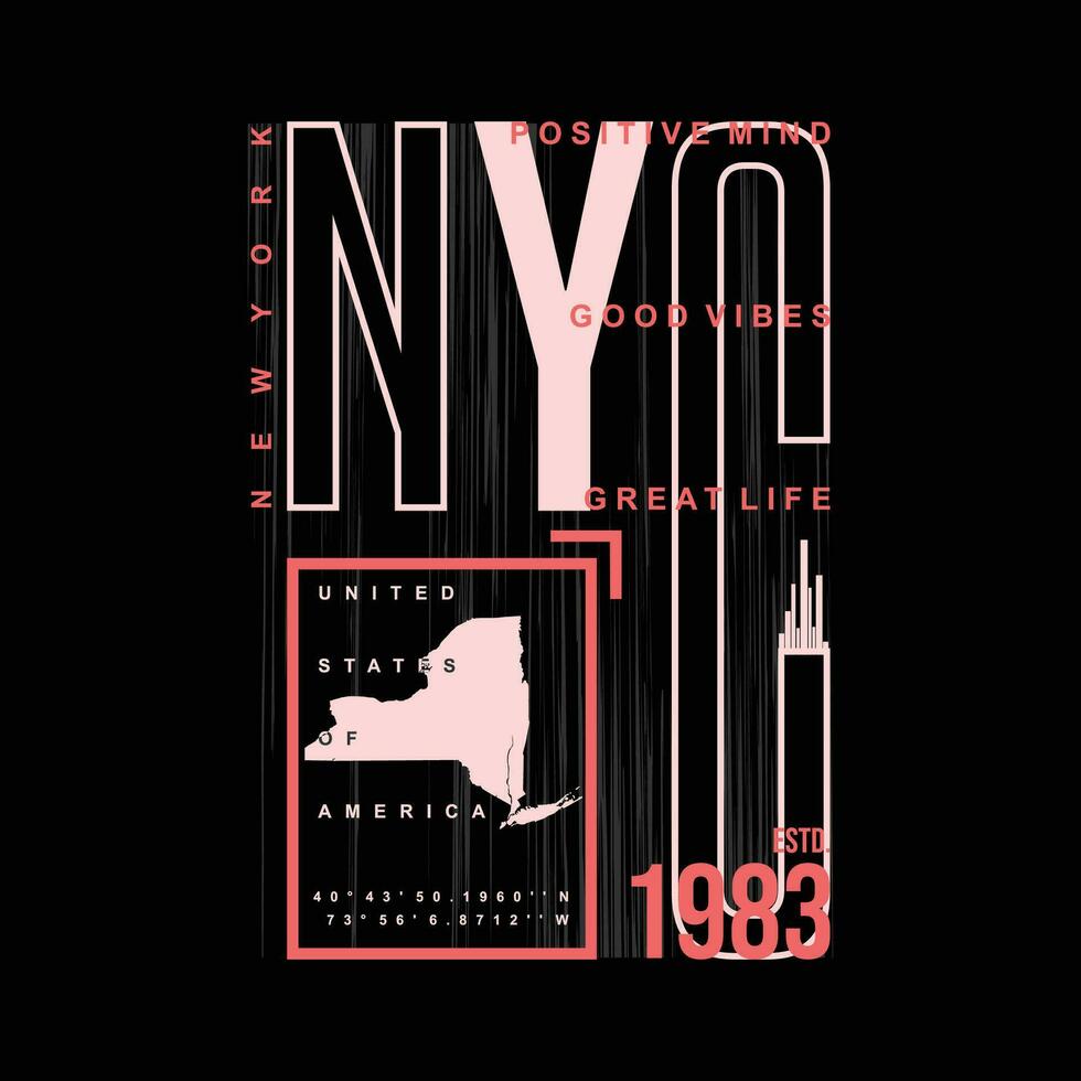 nieuw york stad kaarten grafisch ontwerp, typografie vector, illustratie, voor afdrukken t shirt, koel modern stijl vector