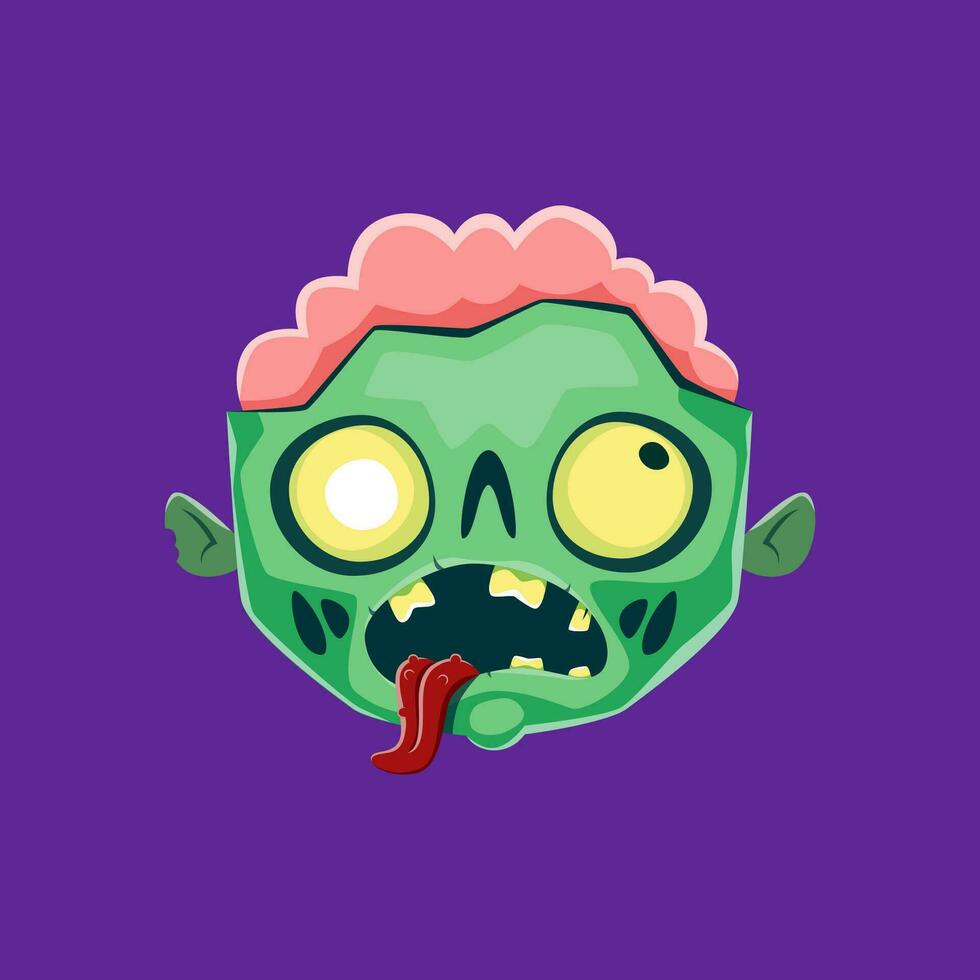 tekenfilm halloween zombie emoji vector karakter