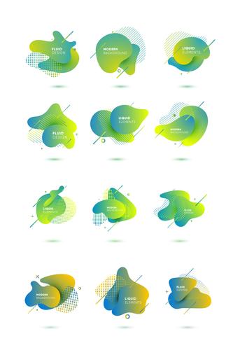 Gradiënt abstracte banners met vloeiende vloeibare vormen vector