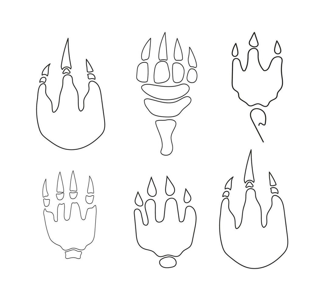 hand- getrokken draak poot icoon tatoeëren set. vector