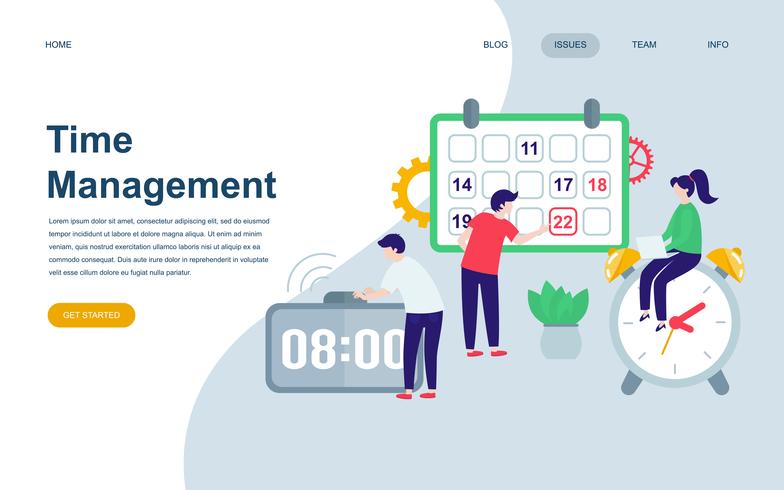 Moderne platte webpagina ontwerpsjabloon van Time Management vector