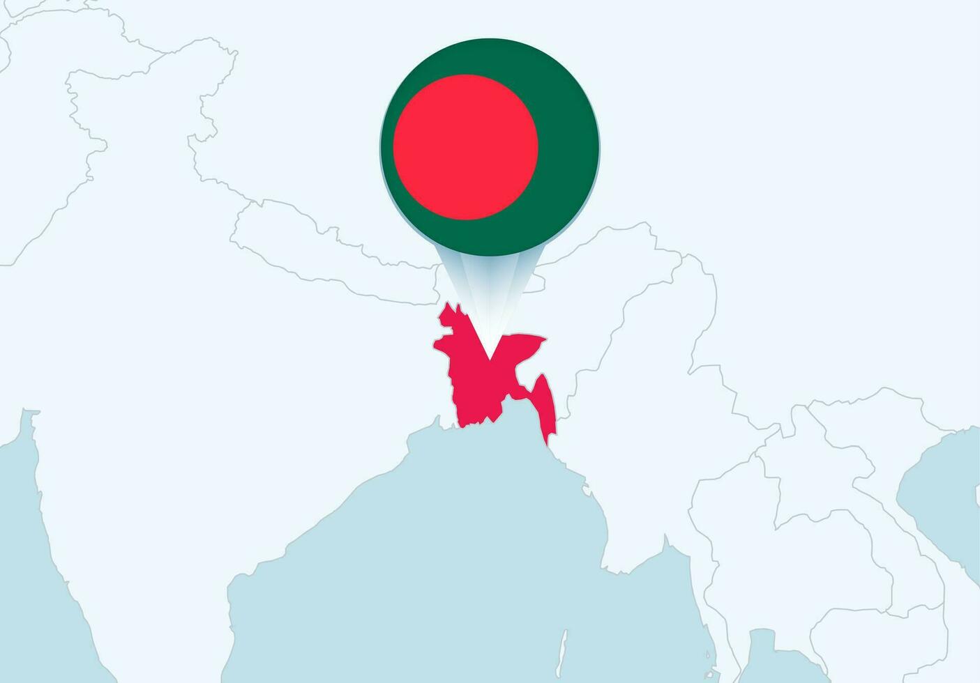 Azië met geselecteerd Bangladesh kaart en Bangladesh vlag icoon. vector