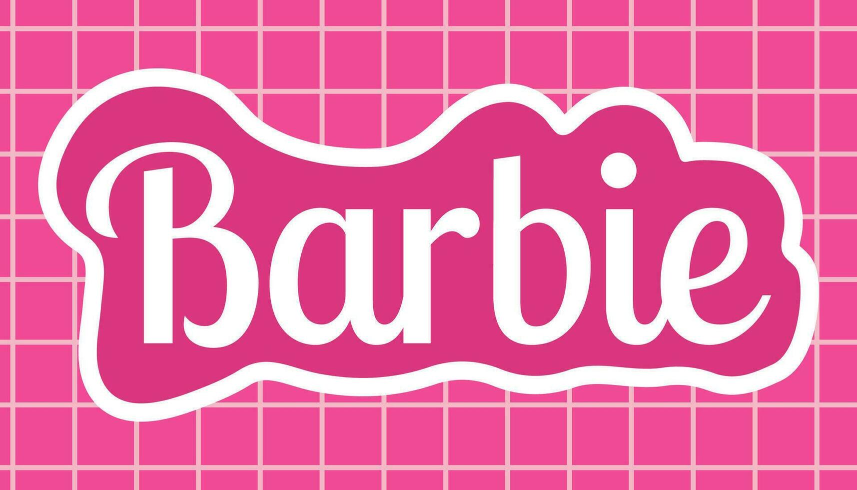 augustus 2023. Barbie pop. Barbie opschrift Aan een roze achtergrond met rooster. redactie. sticker. vector