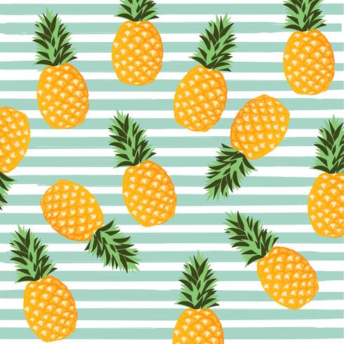 Ananas met strepen naadloze patroon achtergrond vector