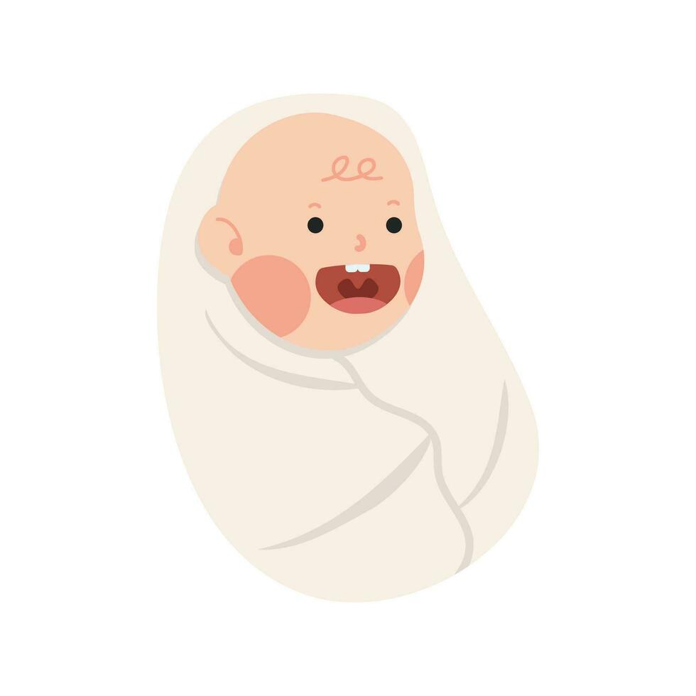 pasgeboren zuigeling baby tekenfilm vlak vector
