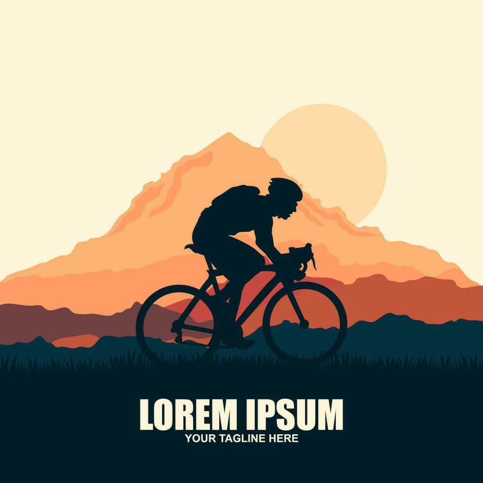 een fiets rijden fiets fietser in silhouet vector