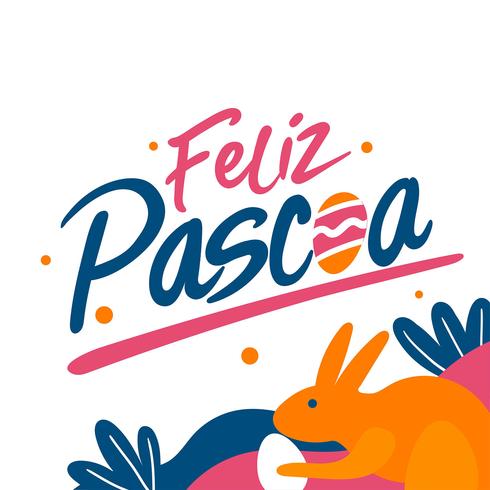 Hand schrijven Feliz Pascoa typografie vector