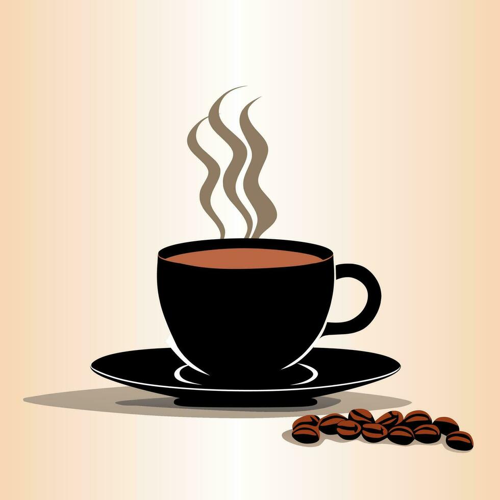 vector ontwerp van een kop van koffie en koffie bonen Aan een room wit achtergrond