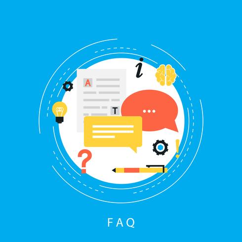 FAQ-concept, vaak gestelde vragen, client-assistentie en klantenondersteuning, product- en service-informatie platte vector illustratie ontwerp voor webbanners en apps