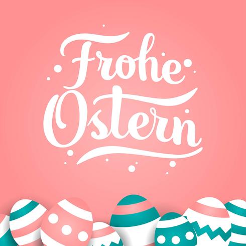 Hand letters van Frohe Ostern typografie vector