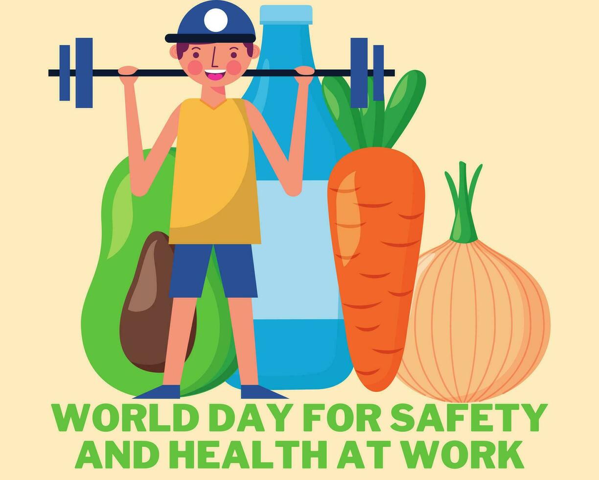 wereld dag voor veiligheid en Gezondheid Bij werk illustratie vector