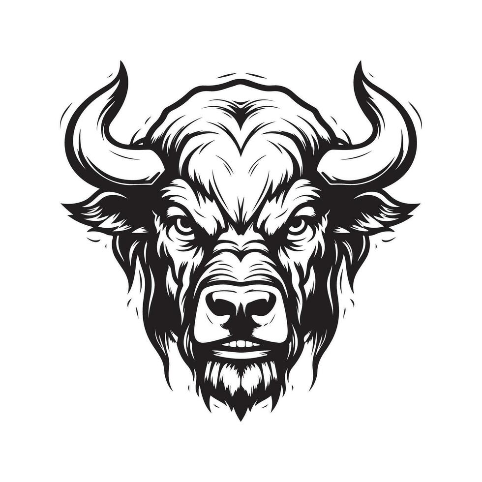 boos buffel, wijnoogst hand- getrokken illustratie vector