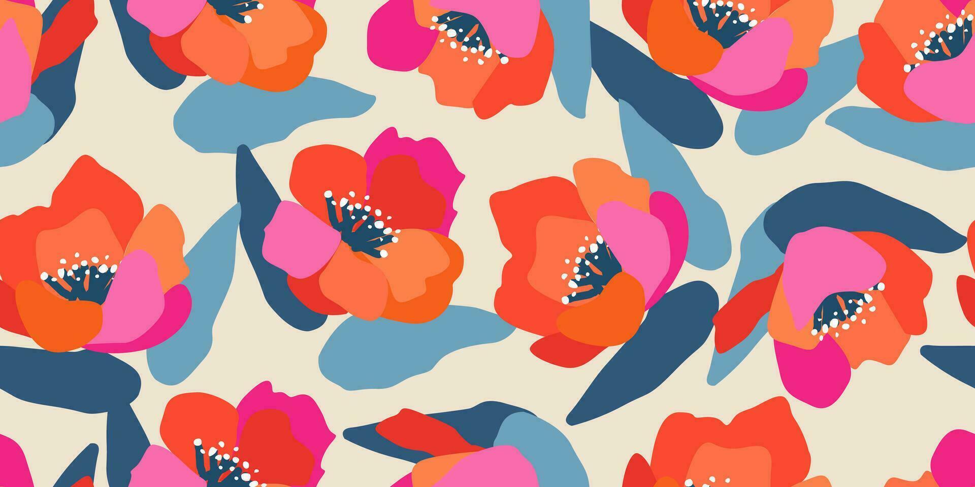 hand- getrokken bloemen, naadloos patronen met bloemen voor kleding stof, textiel, kleding, omhulsel papier, omslag, banier, interieur decor, abstract achtergronden. vector illustratie.