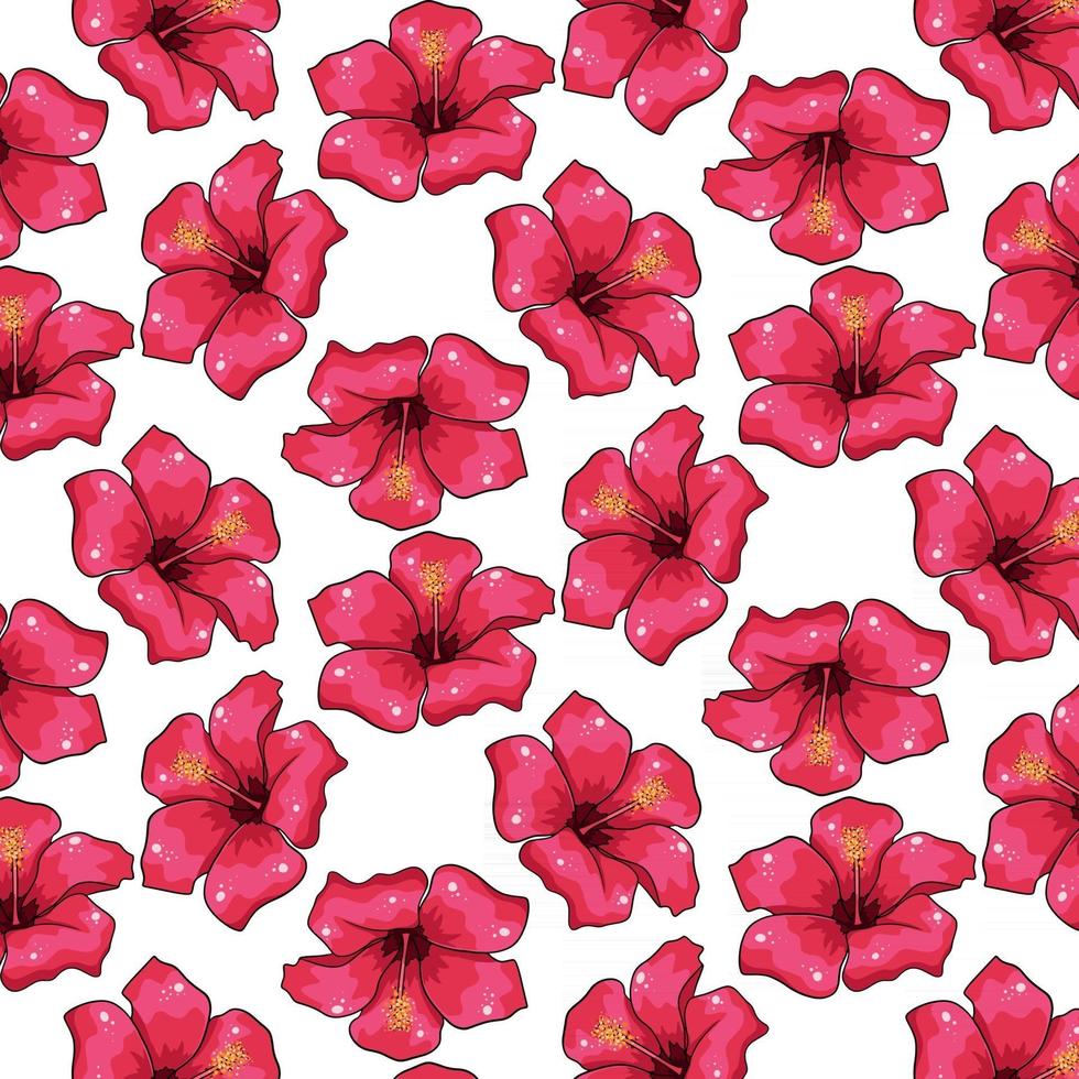 tropisch patroon met exotische bloemen in cartoon stijl vector