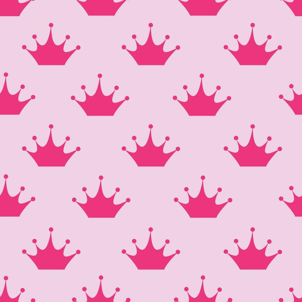 schattig modieus roze naadloos patroon met kroon. mooi meisjesachtig behang in de stijl van roze kern. vector. vector
