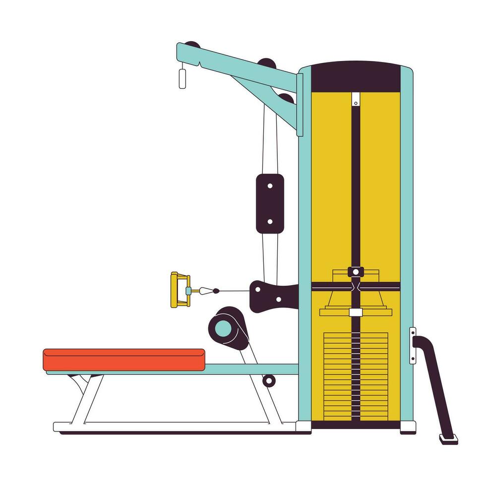 gezeten kabel rij machine vlak lijn kleur geïsoleerd vector voorwerp. Sportschool apparatuur. dichtbij greep. Trekken gewogen kabel. bewerkbare klem kunst beeld Aan wit achtergrond. gemakkelijk schets tekenfilm plek illustratie