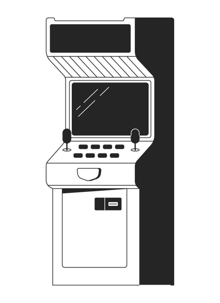 video gaming machine vlak monochroom geïsoleerd vector voorwerp. spelen speelhal. bewerkbare zwart en wit lijn kunst tekening. gemakkelijk schets plek illustratie voor web grafisch ontwerp