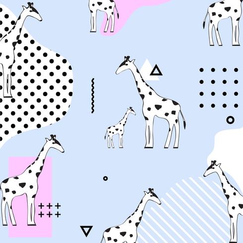 Trendy naadloze achtergrond van het giraf naadloze patroon. Geometrisch vectorillustratieontwerp met giraffen. Behang, stof, textiel, inpakpapier ontwerp vector