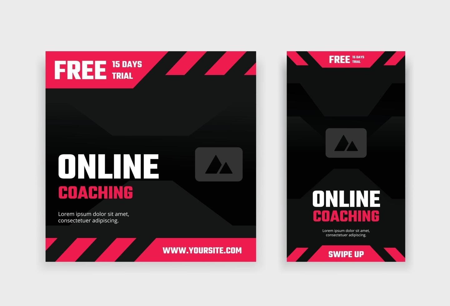 fitness online coaching social media post en verhaalontwerpsjabloon vector