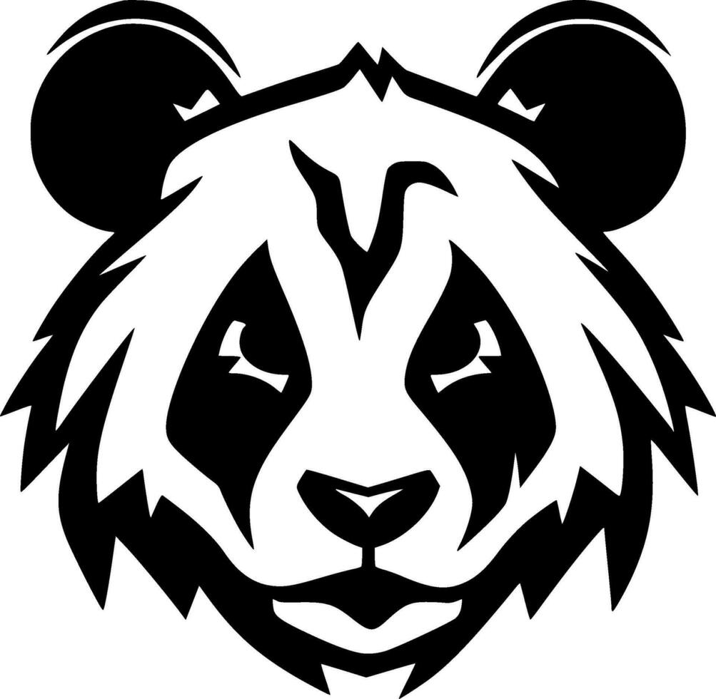 panda - zwart en wit geïsoleerd icoon - vector illustratie
