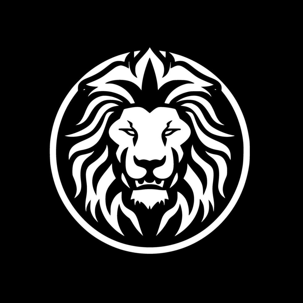 leeuw - zwart en wit geïsoleerd icoon - vector illustratie