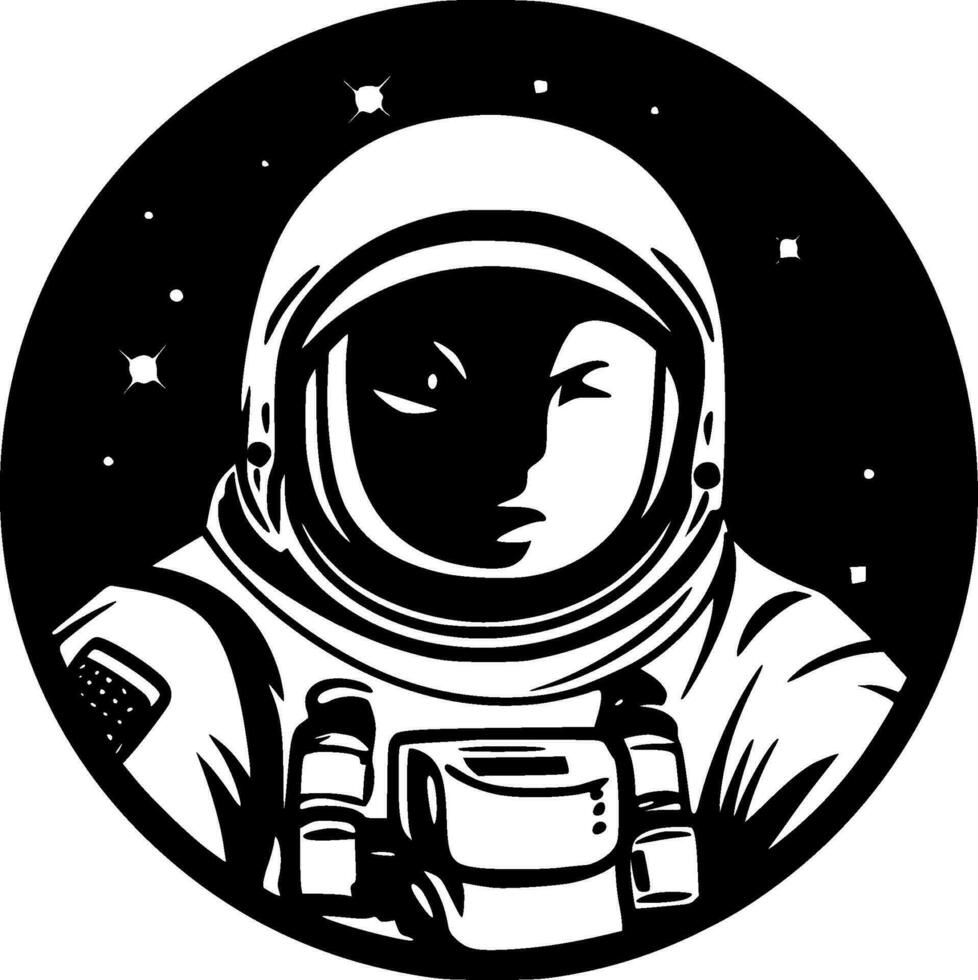 astronaut, zwart en wit vector illustratie