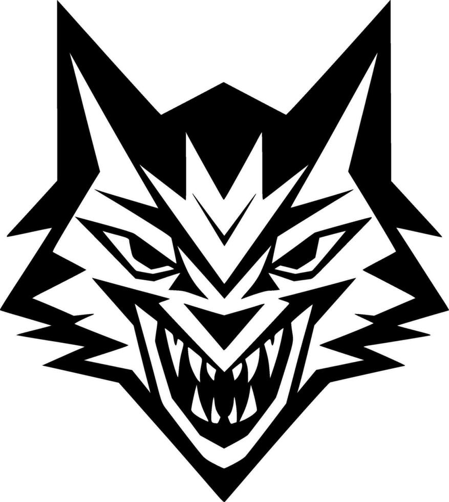 wolf - zwart en wit geïsoleerd icoon - vector illustratie