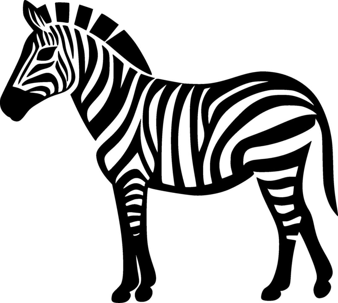 zebra - zwart en wit geïsoleerd icoon - vector illustratie