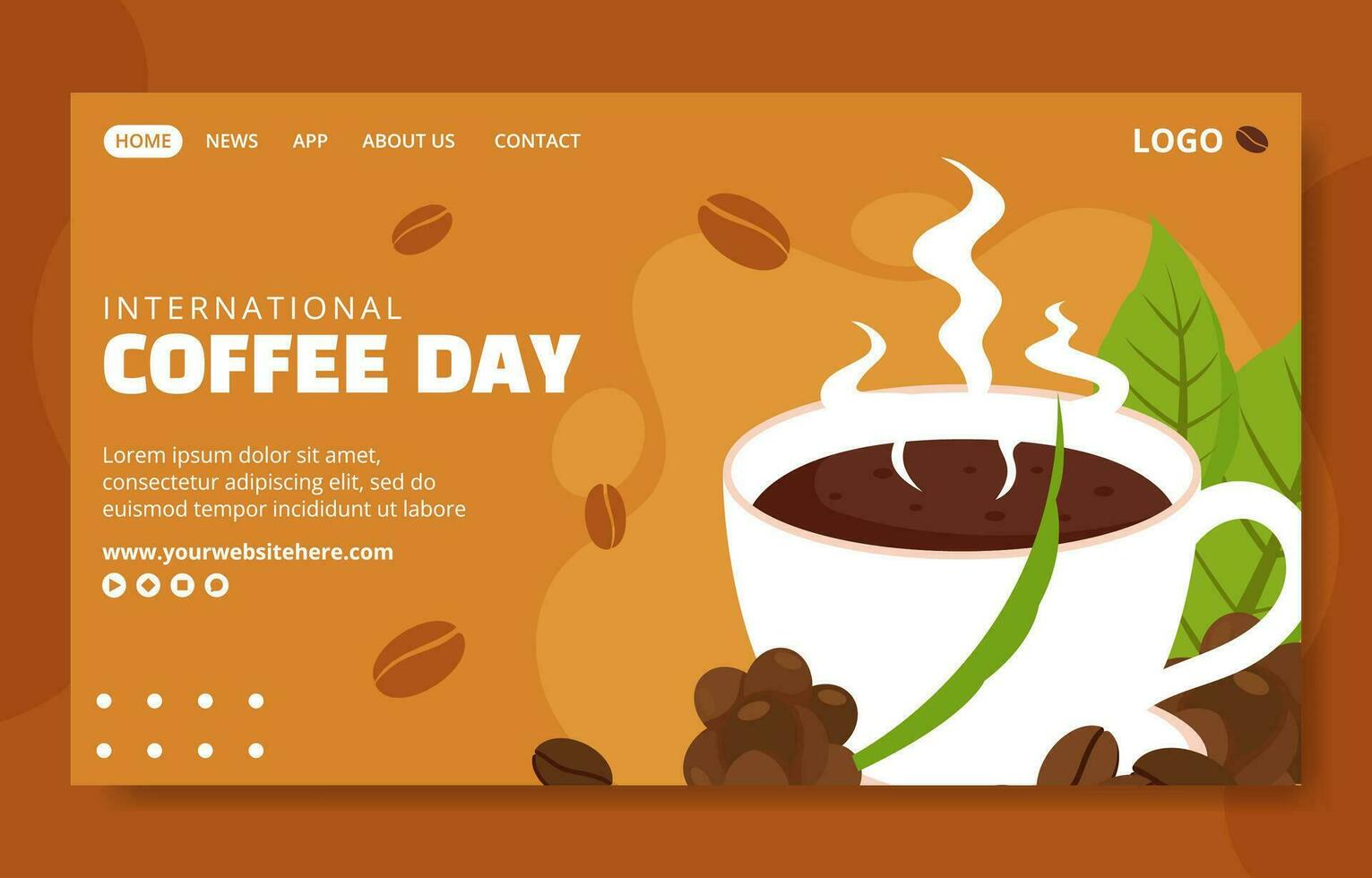 Internationale koffie dag sociaal media landen bladzijde tekenfilm hand- getrokken Sjablonen achtergrond illustratie vector