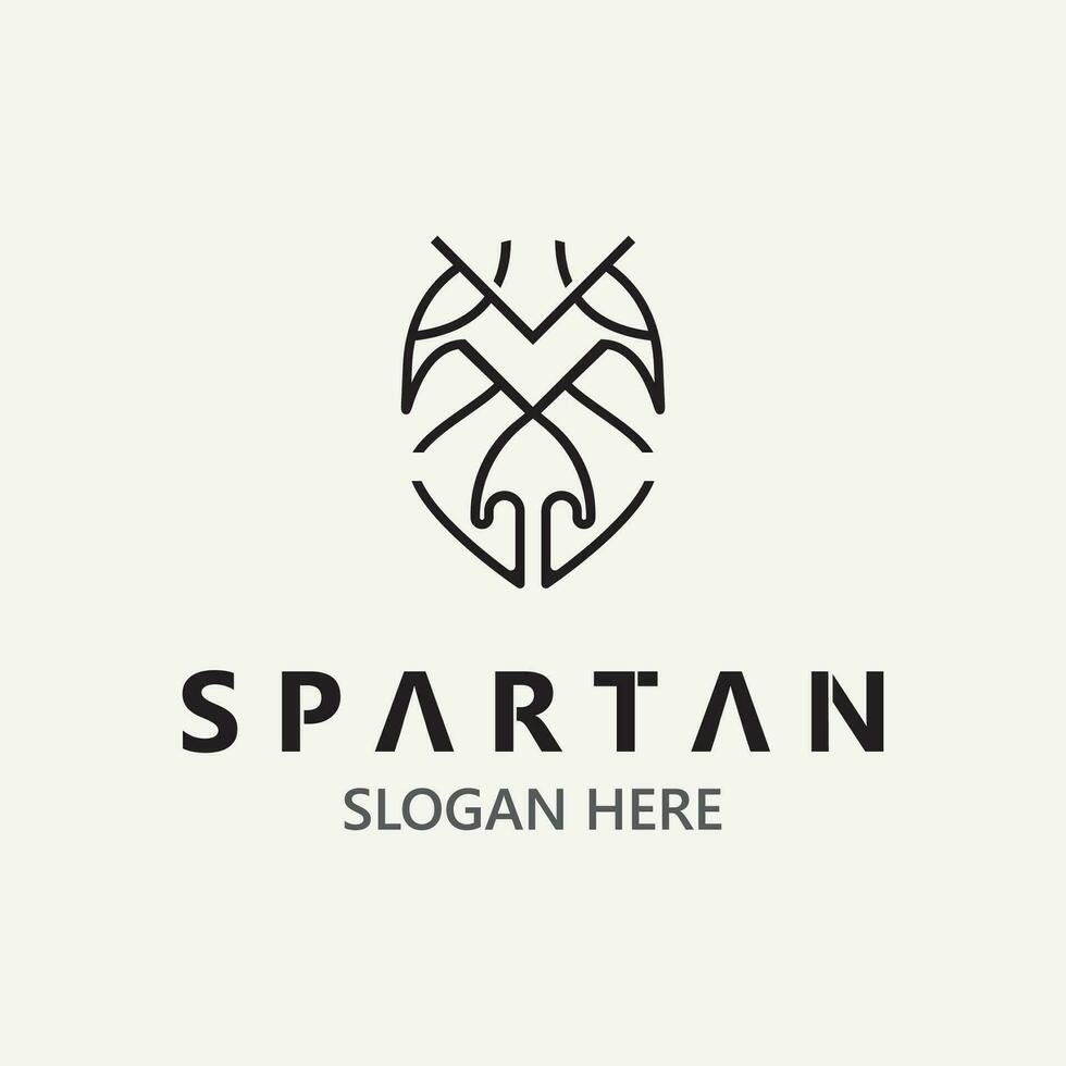 spartaans helm krijger logo sjabloon. spartaans vlak ontwerp vector