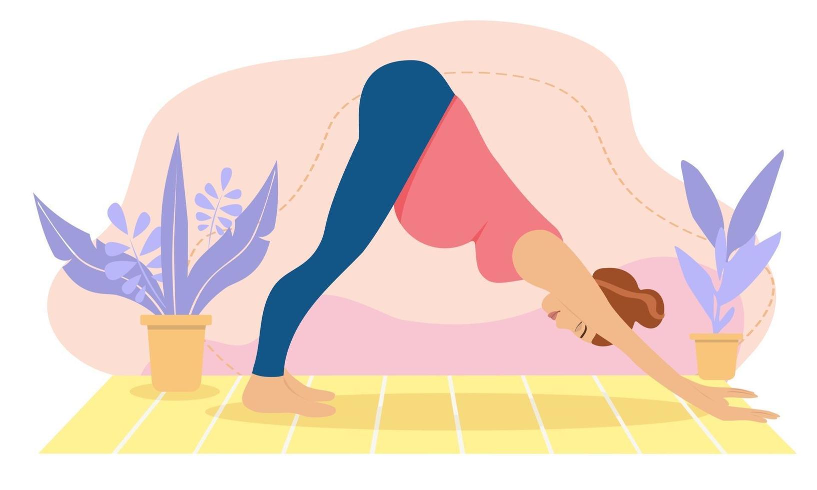 zwangere vrouw die thuis mediteert. concept illustratie voor prenatale yoga, meditatie, ontspannen, recreatie, gezonde levensstijl. illustratie in platte cartoonstijl. vector