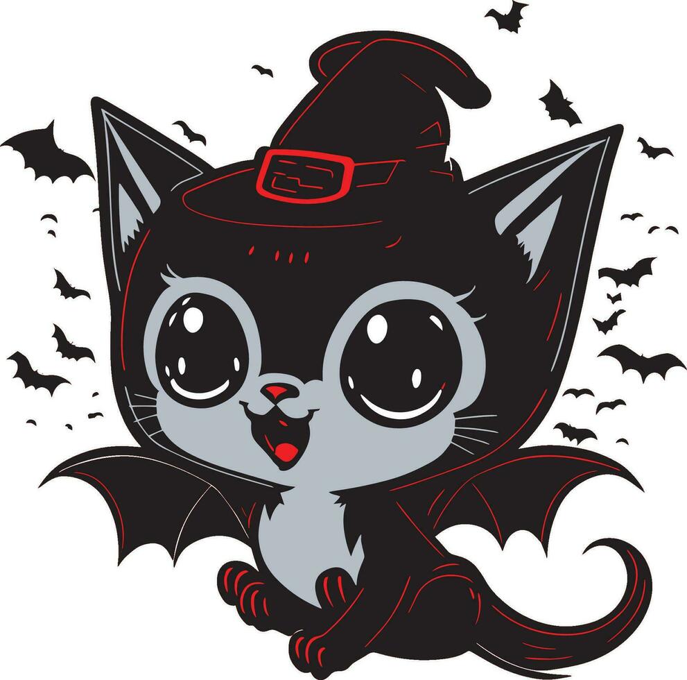 schattig kat vervelend een halloween hoed vector