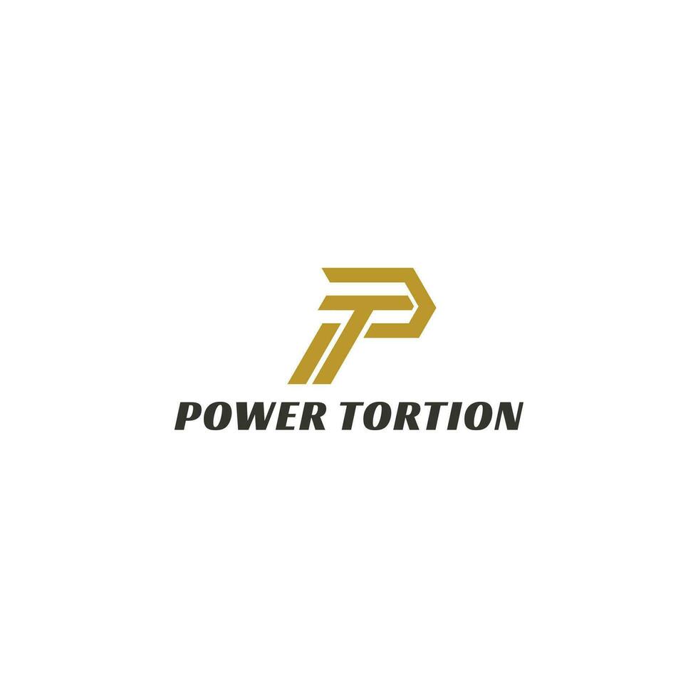 tp of pt geschiktheid logo ontwerp vector in goud kleur geïsoleerd Aan een wit achtergrond toegepast voor geschiktheid en supplement merk logo ontwerp inspiratie sjabloon