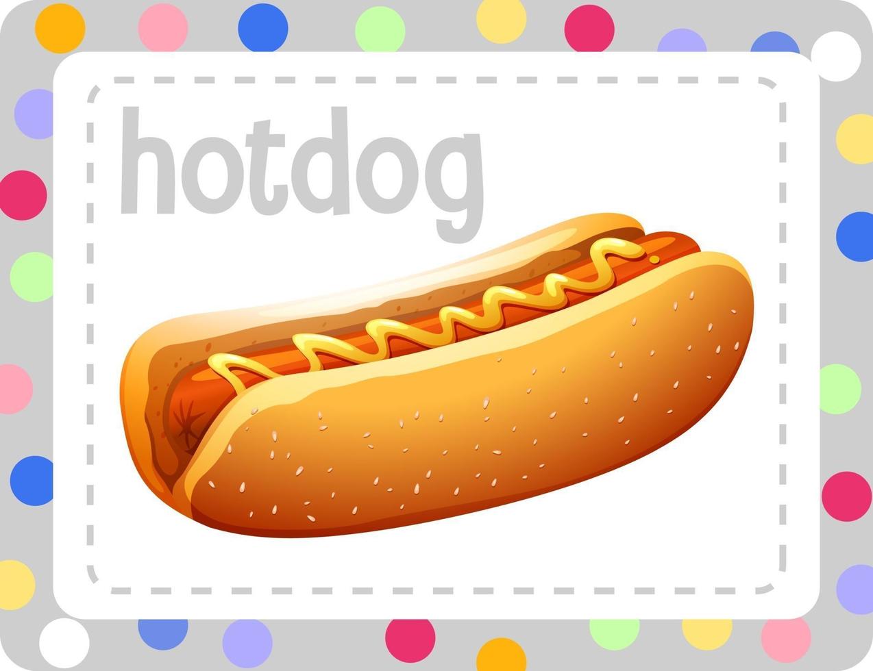 woordenschat flashcard met woord hotdog vector