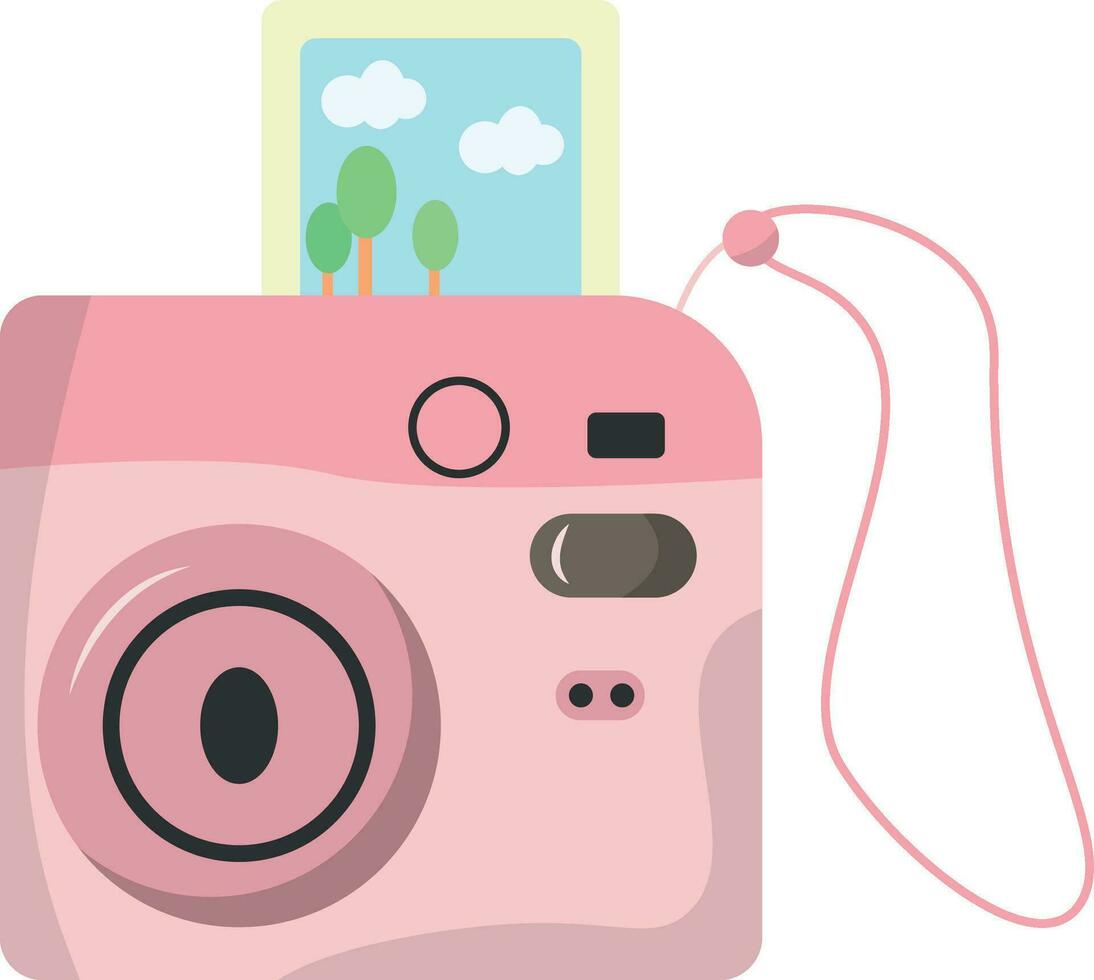 roze camera, vector foto camera, ogenblik foto afdrukken, foto camera geïsoleerd Aan wit achtergrond