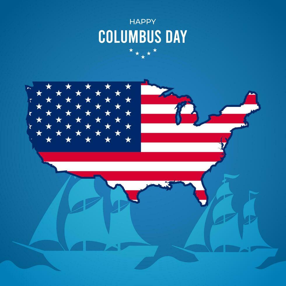 Columbus dag banier met Verenigde Staten van Amerika kaarten en vlag illustratie vector