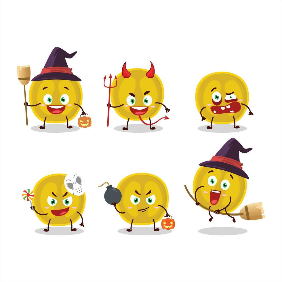 halloween uitdrukking emoticons met tekenfilm karakter van plak van nance vector