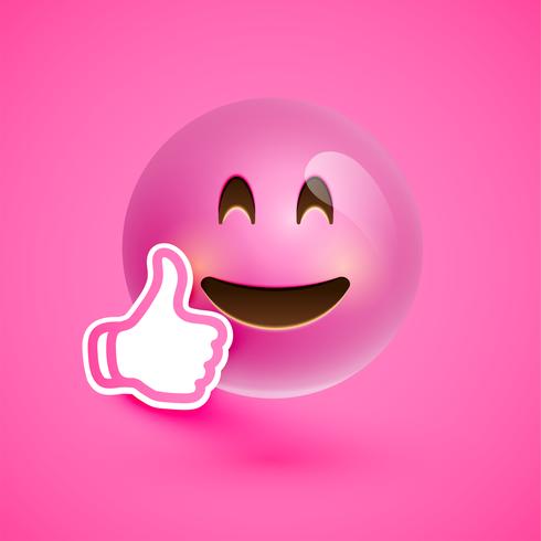 Emoticon met omhoog duimen, vectorillustratie vector