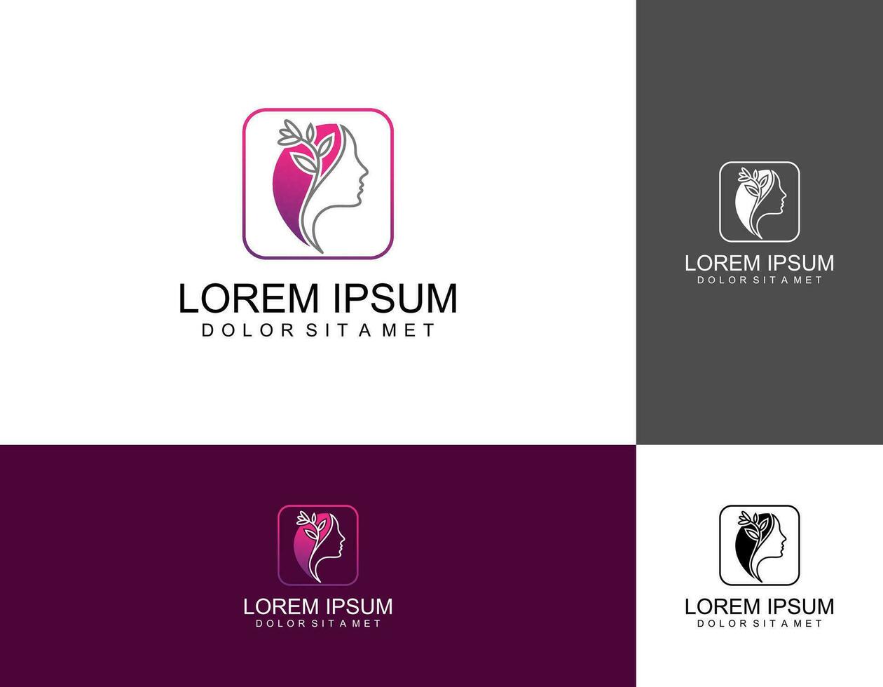 vrouw gezicht logo ontwerp vector illustratie, meisje silhouet voor cosmetica, schoonheid, salon, Gezondheid en spa, mode thema's.