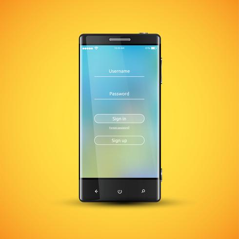 Eenvoudig en kleurrijk UI-oppervlak voor smartphones - Login-scherm, vectorillustratie vector