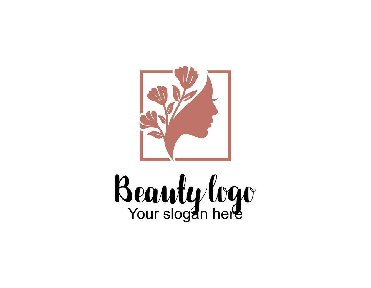 Dames gezicht met bloem logo ontwerp en bedrijf kaart. natuurlijk Dames logo voor schoonheid salon, spa, kunstmatig, en huid zorg. luxe vrouwelijk sjabloon. vector