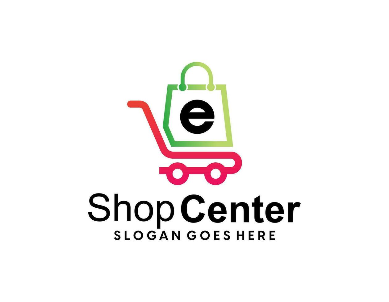 boodschappen doen trolley logo ontwerpen concept vector