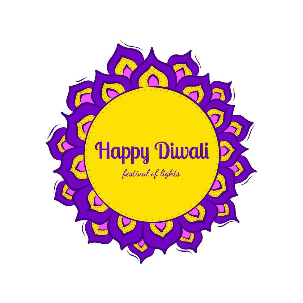 kleur rangoli gelukkig diwali decoratief element in tekening stijl vector