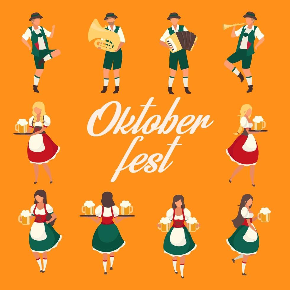 oktoberfest social media post mockup. volksmuziek en dansen. bier festival. reclame webbanner ontwerpsjabloon. sociale media-booster, inhoudslay-out. promotieposter, gedrukte advertenties, vlakke afbeelding vector