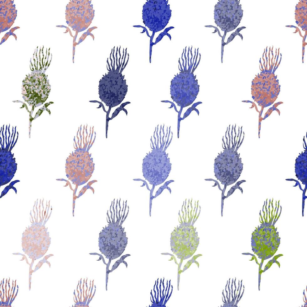 naadloze achtergrond met kleurrijke aquarel illustratie van kruiden, planten. kan worden gebruikt voor behang, opvulpatronen, webpagina's, oppervlaktestructuren, textielprint, inpakpapier vector