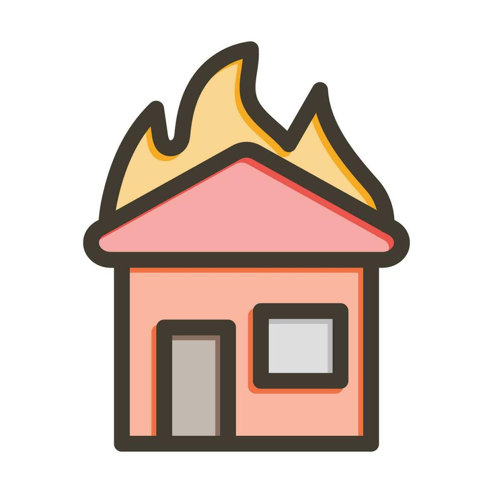 brandend huis vector dik lijn gevulde kleuren icoon voor persoonlijk en reclame gebruiken.