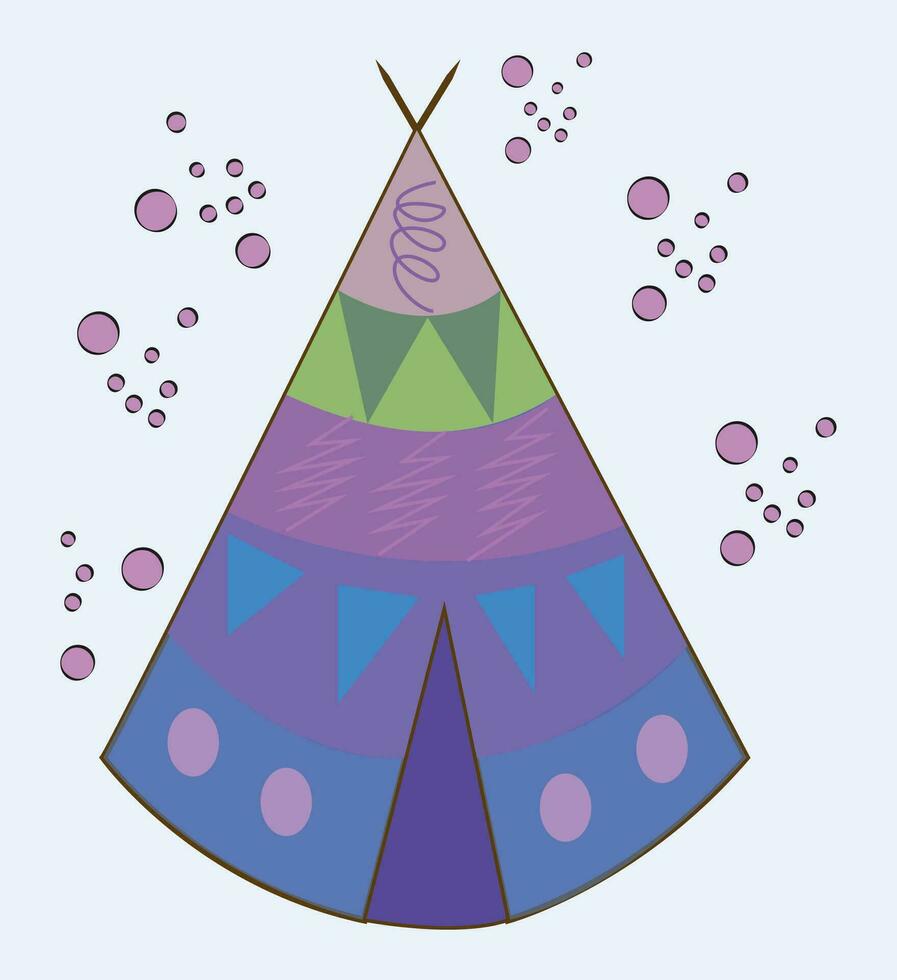 Indisch wigwam, wigwam met ornamenten, Indisch huis vector