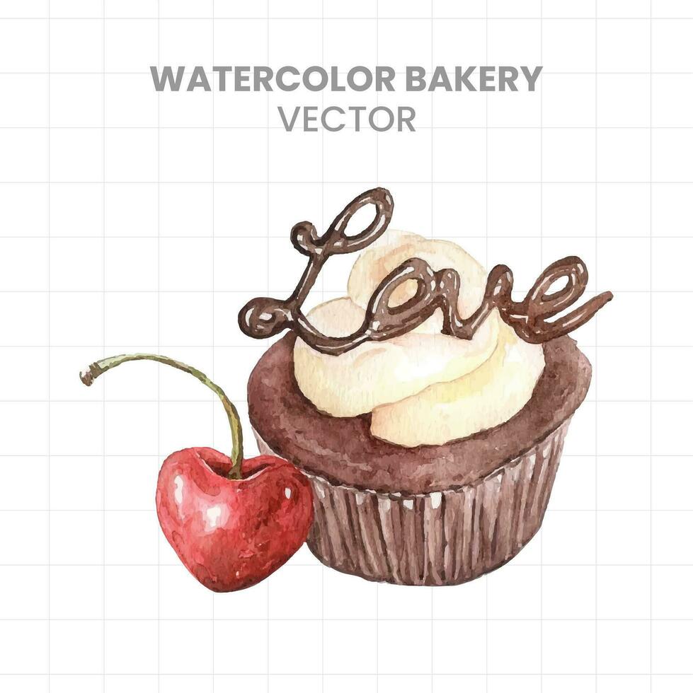 waterverf bakkerij vector reeks van taart, koekje, en BES