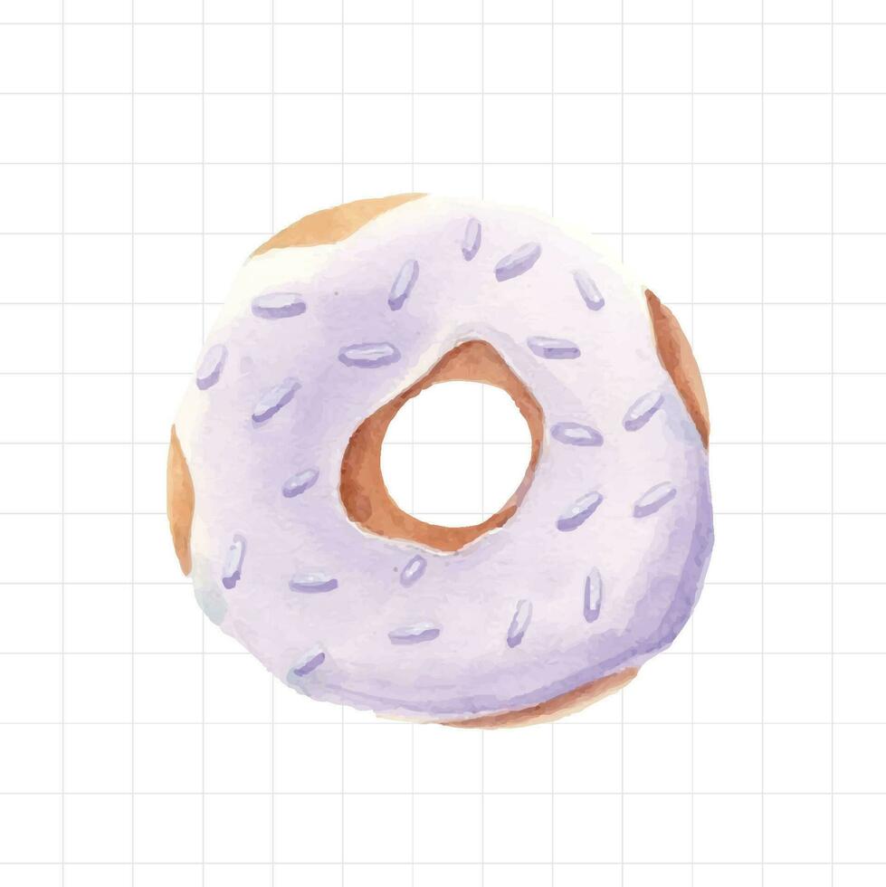 een waterverf tekening van een roze donut vector